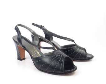 Amano Heel Shoes Vintage 1970s Black Heels Amano Nordstrom Women's size 6 N