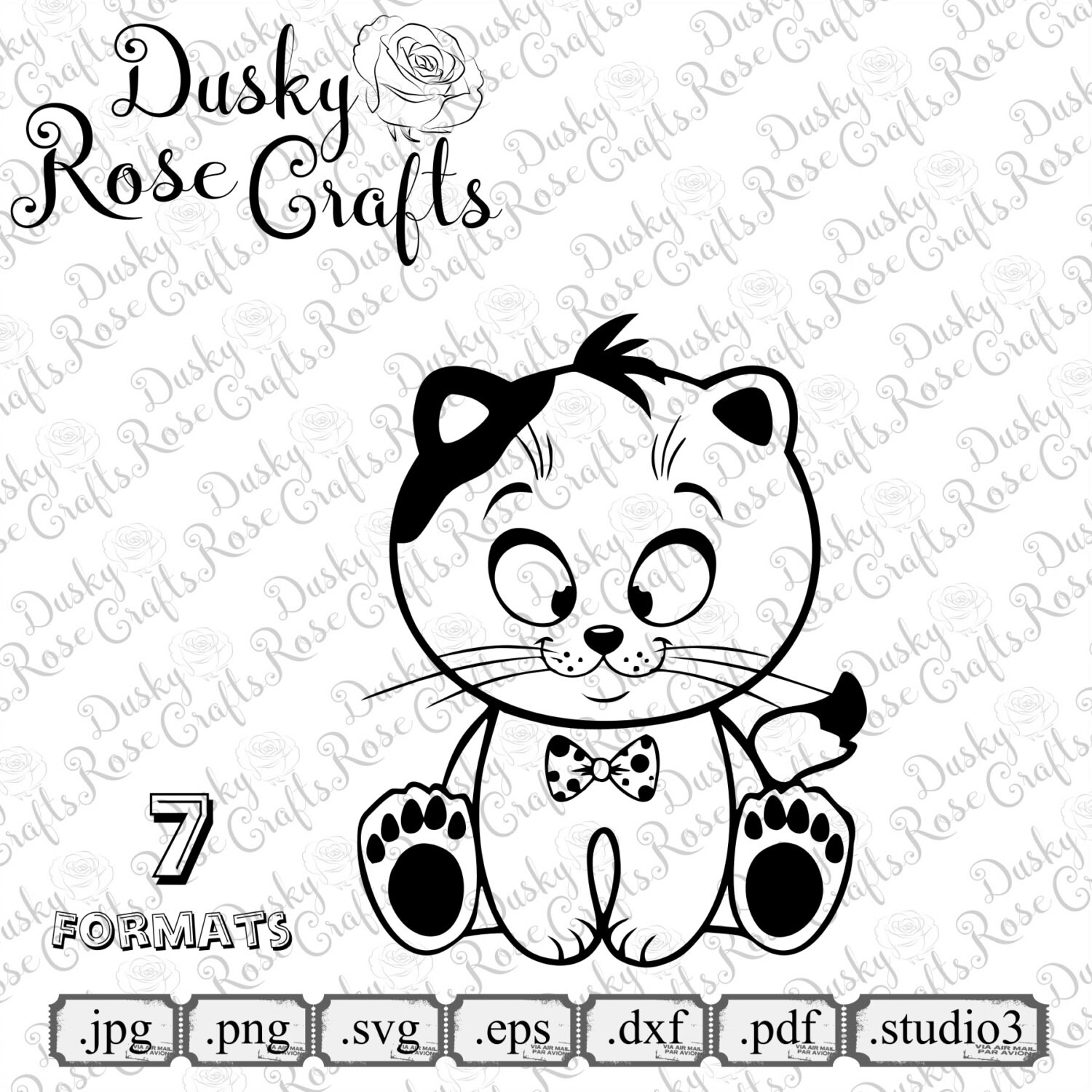 Cute kitten Vector .SVG .EPS .DXF .png .jpg .pdf .studio3 for