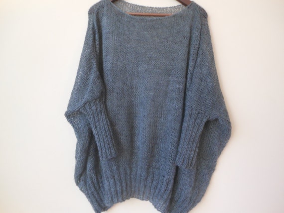 Oversized Plus Size Hand Knit Sweater Tunic Loose Knit