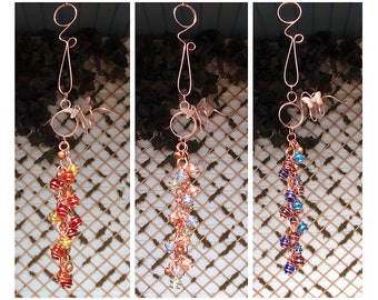 Wind Chimes - Glass Wind Chimes - Copper Wind Chimes - Dragonfly Wind Chimes - Butterfly Wind Chimes - Copper Garden Decor - Outdoor Decor