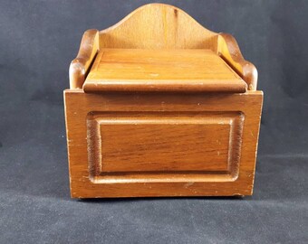 Vintage Wood Recipe Box, Wooden Recipe Box, Vintage 1970s, Kitchen Storage Box