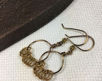 Bronze Wire Wrapped Hoop Earrings (E38)