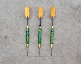 17 gram darts made from a Tropical Rainforest acrylic.
