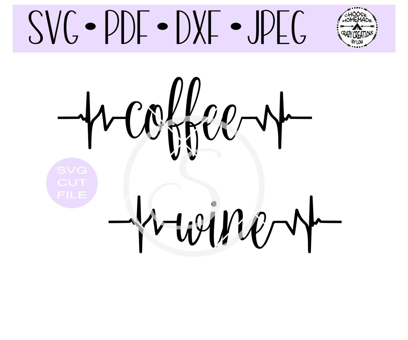 Download Coffee Heartbeat Wine Heartbeat SVG digital cut file for