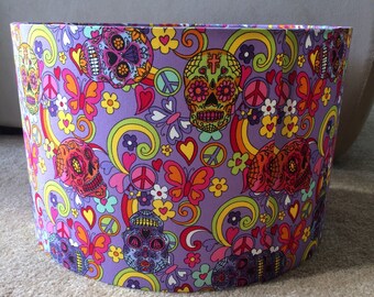 Rose & Hubble fabric, Lilac sugar skull pendant shade