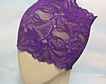 Purple Stretch lace headband, adult lace headband, wide lace headband, lace headband, purple lace headpiece, bohemian lace headband, boho