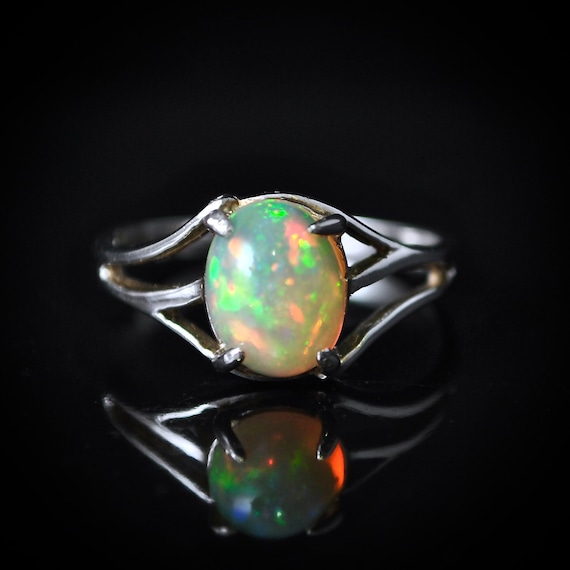 Sterling Silver Opal Ring Sz 6 #10023