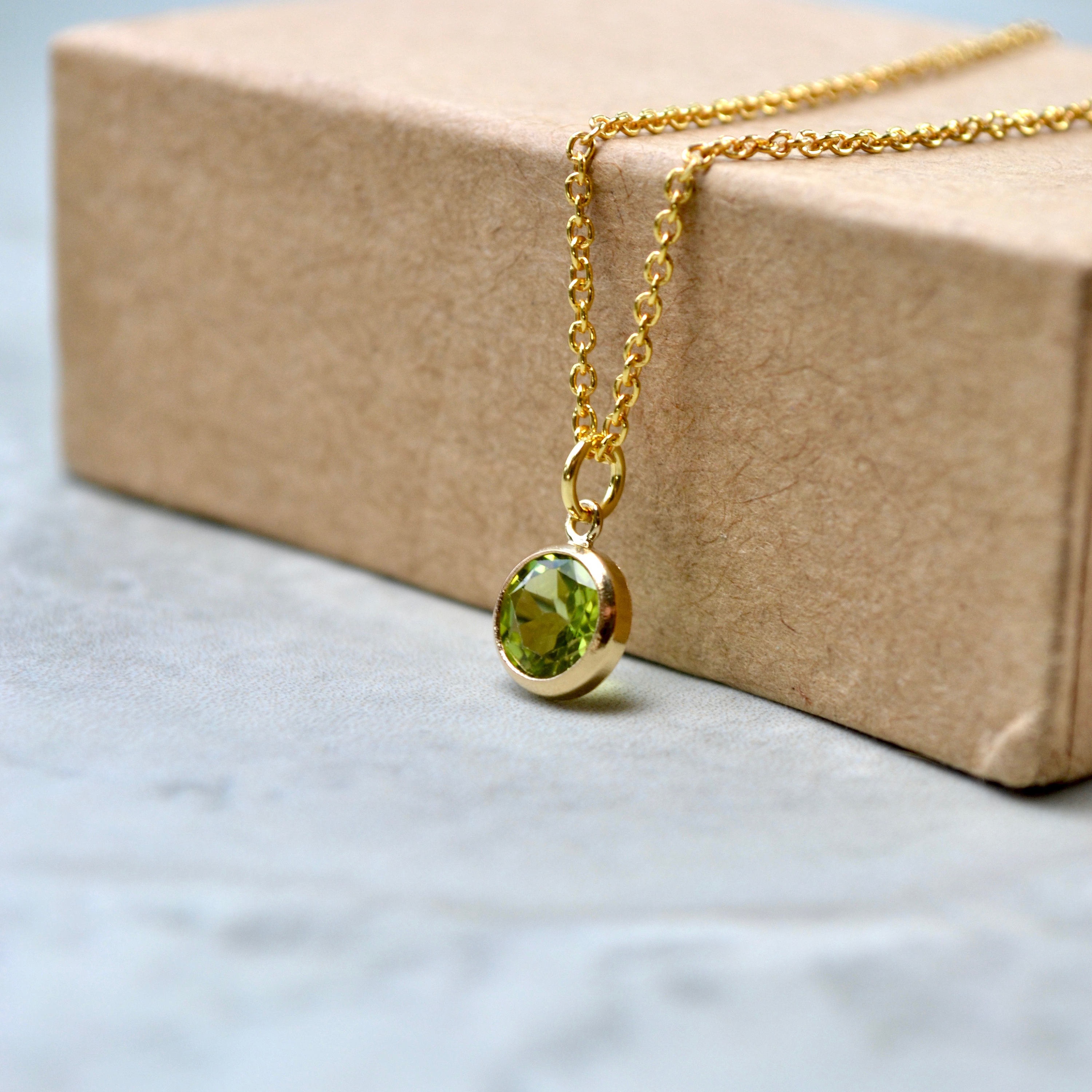 Peridot Necklace Dainty Gemstone Necklace Green Peridot Gold