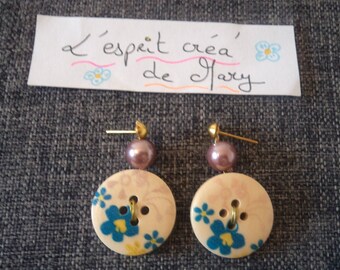 large colorful buttons Flora earrings