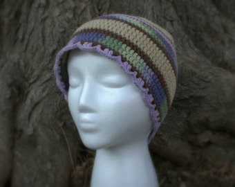 SALE! 10% off! Purple, green and brown beanie
