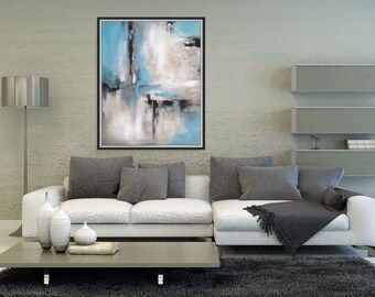 Painting Large Abstract Art Blue Wall Art Acrylic Painting Large Canvas Art Original Painting Living Room Art Wall Decor 36x48/ Christovart