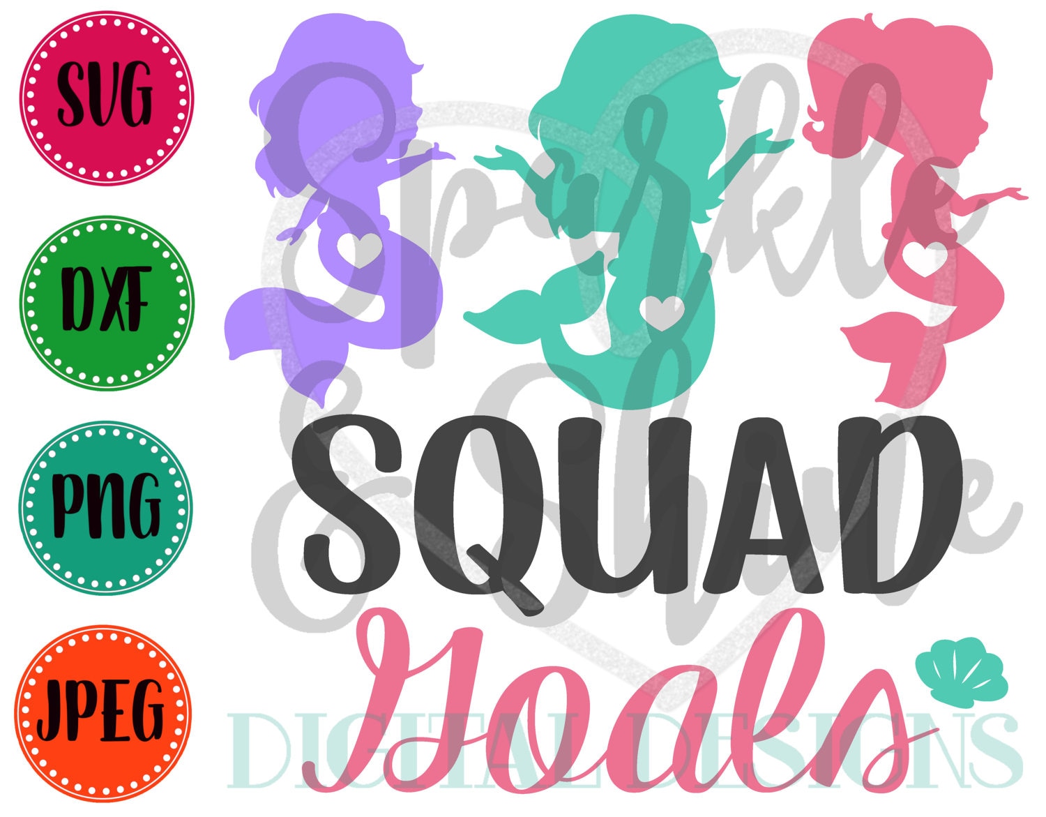 Download Mermaid Squad Goals SVG DXF JPEG Squad Goals Cut File Girl