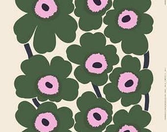 Marimekko fabric by the yard | Designer fabric | Marimekko Unikko green | Home Decor fabric | green fabric | retro fabric
