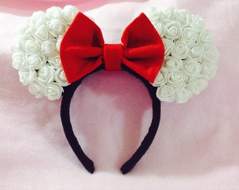 Minnie Mouse Ears (white rose)