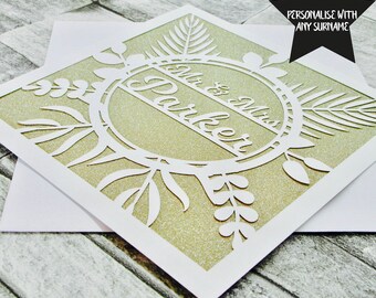 Personalised Wedding Card, Mr And Mrs, Wedding Card, Congratulations On Your Wedding Day, Wedding Card Lasercut, Wedding Day Card, Wedding