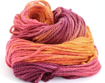 Handdyed chunky wool, bulky superwash merino yarn, knitting crochet Perran Yarns, Sunset Party, uk seller, yarn skein hank, summer Fiesta