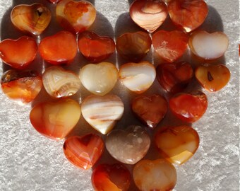 ONE Carnelian Heart, Pocket Stone, Puffy Hearts, Semiprecious Gemstones, Crystals