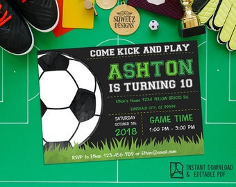 Soccer FIFA World Cup 2 Printable Birthday Party invitation