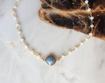 Rainbow Labradorite Choker Necklace, Labradorite Necklace, Gemstone Choker Gold, Bohemian Choker Necklace, Hippie Choker Crystal Boho Choker
