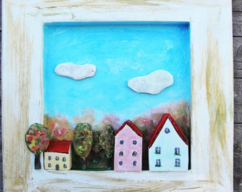 Image with small variable wooden houses