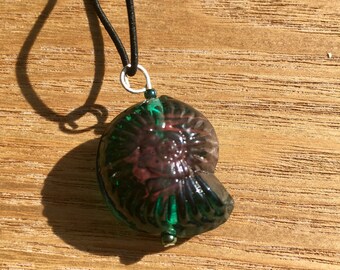 Handmade glass ammonite pendant