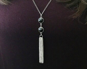 Sautoir chaîne en métal glands Long pendentif déclaration collier longue chaîne collier sautoir collier Y