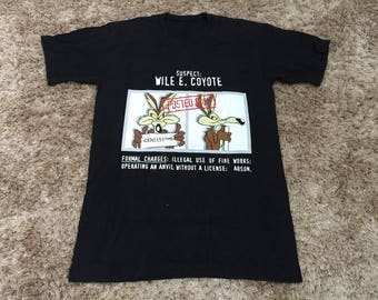 Vintage 90s Wile E. Coyote Road Runner Warner Bros Cartoon Childhood T-Shirt