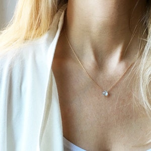 Aquamarine Necklace, March Birthstone, Gold Aquamarine Necklace, Simple Gemstone Necklace, 14k Gold Filled, Dainty Necklace