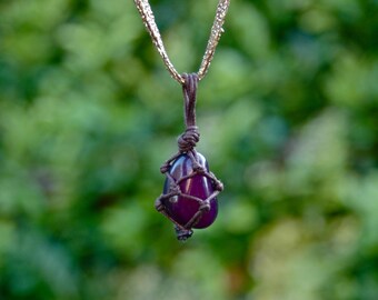 Purple agate necklace, short boho necklace, sparkly ribbon necklace, hippie jewellery, 16 inch hippie necklace, purple gemstone necklace