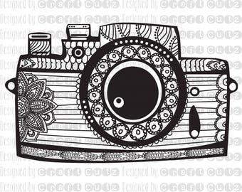 Download Cute Hand Drawn Camera Clip Art vintage Illustration Camera