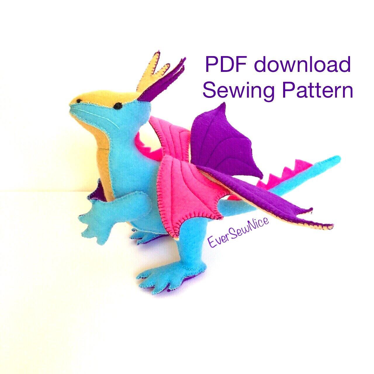 free stuffed dragon sewing pattern
