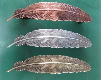 Feather Big Hair 100mm French Barrette- Feather- Hair Accessories- Hair Clip- Hair Barrette