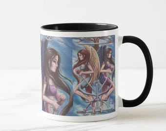 Tarot Art Mug Angel Mug Coffee Mug 78 Tarot Cup 78 Tarot Mug Warrior Angels 5 of Swords Mug