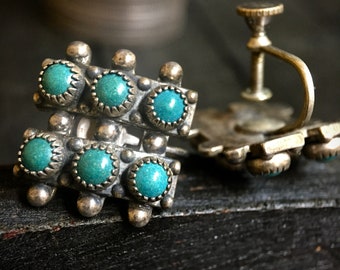 Vintage Native American Sterling Silver/ Turquoise Earrings #341