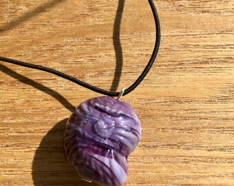 Handmade glass ammonite pendant