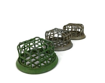 Metal Cage Flower Frog - Metal Flower Frog - Green Metal Flower Frog - Vintage Flower Frog - Paint Brush Holder - Pen Holder
