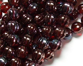 CZMN-08SV - Czech Melon, 8mm, Siam Ruby Vega - 10 Pieces