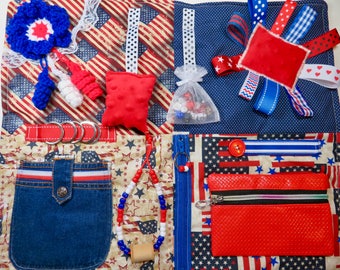 Americana, Patriotic Fidget Quilt for Dementia, Alzheimer's Restless Fingers