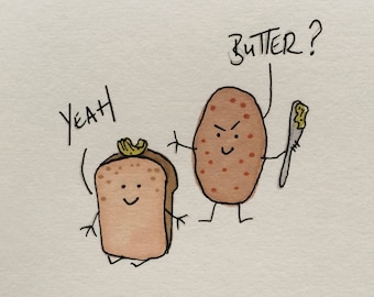 Buttered Toast Original Drawing