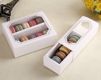 Macaron Boxes for 5/10 Macarons Gift Box with PVC cavity window - Set of 2/5/10