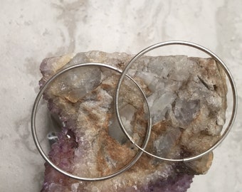 Medium sterling silver hoops