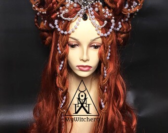 Crown of Elizabeth - Elizabeth wig - ginger wig - fantasy crown - fantasy wig - Elizabeth headdress - Elizabeth headpiece- tudor styled wig
