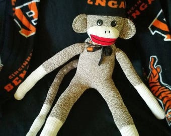 Cincinnati Bengals Sock Monkey, Cincinnati Bengals Sock Monkey Toy, Handmade Item, Bengals Sock Monkey Doll