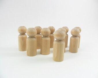Wood Peg Doll Boy People Small Man 1 11/16" - 12 Pieces