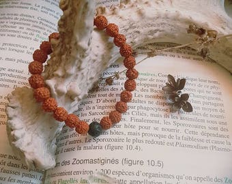 Rudraksha and lavastone essential oil diffuser bracelet