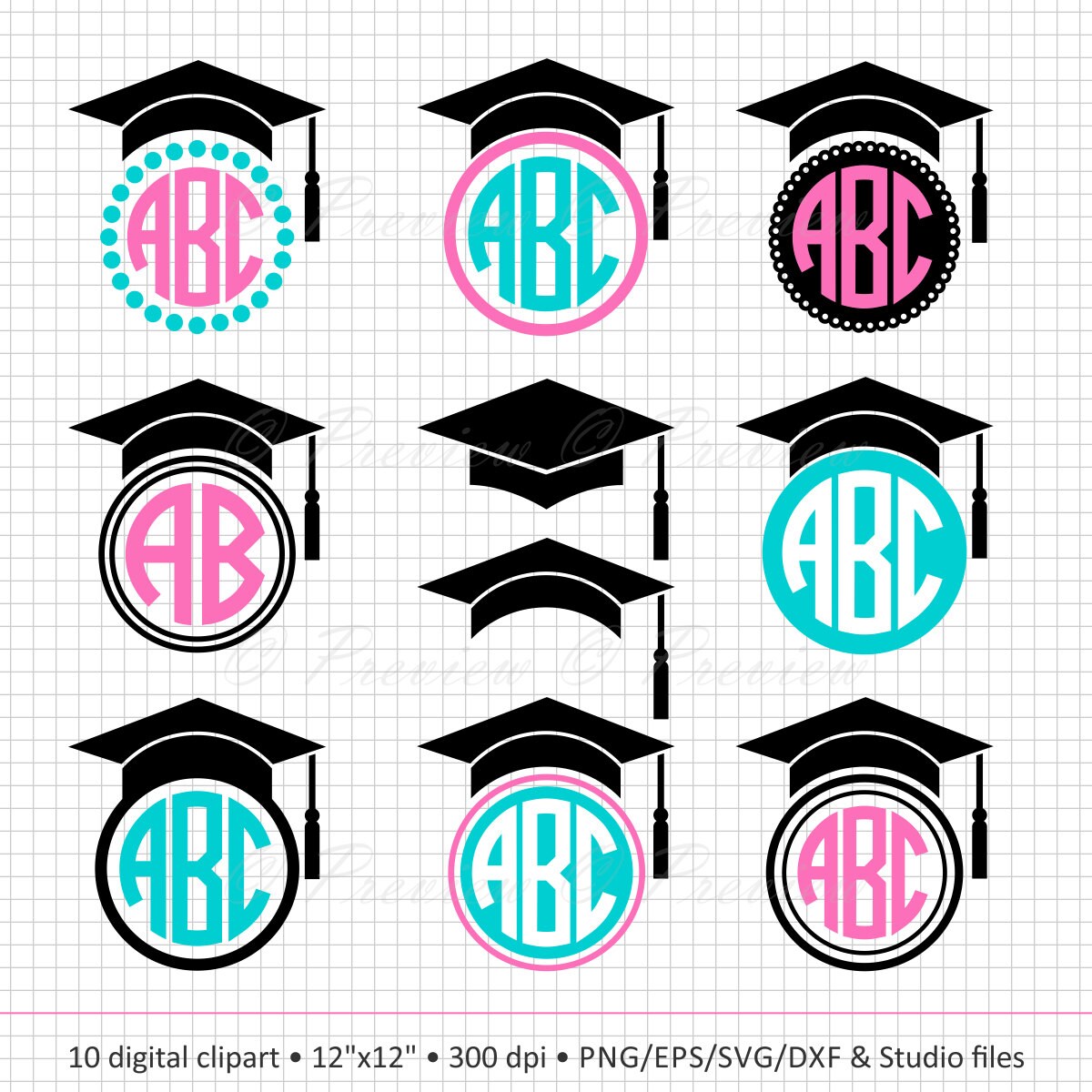 Download Buy 2 Get 1 Free Digital Clipart Graduation Cap Monogram