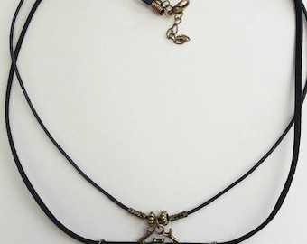 Egyptian Scarab Beetle God Khepri, symbol of rebirth Antique Bronze Pendant necklace on double cords. Egyptian jewellery gift