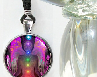 Chakra Jewelry, Angel Necklace, Reiki Energy Art Pendant Necklace 'Balance Within Chaos"