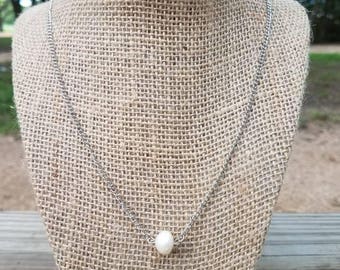 White Freshwater Pearl Beaded Chain Necklace, Pearl Necklace, Pearl Long Chain Necklace, Fresh Water Pearl Necklace, White Freshwater Pearl