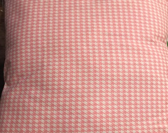 Pink white houndstooh 18x18 pillow